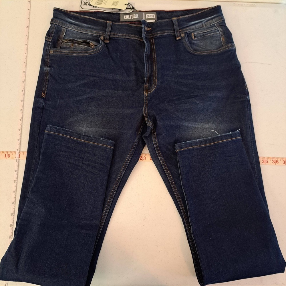 Cultura Jeans Mens 36x32‎ Dark Blue New Natural Flex Comfort Stretch 1110-100-B4